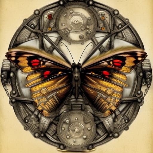 Intricate Steampunk Butterfly Tattoo Graphic  Creative Fabrica