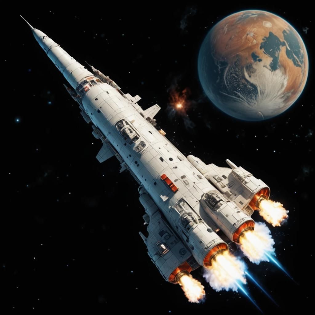 Battleship Rocket Soaring Through Space