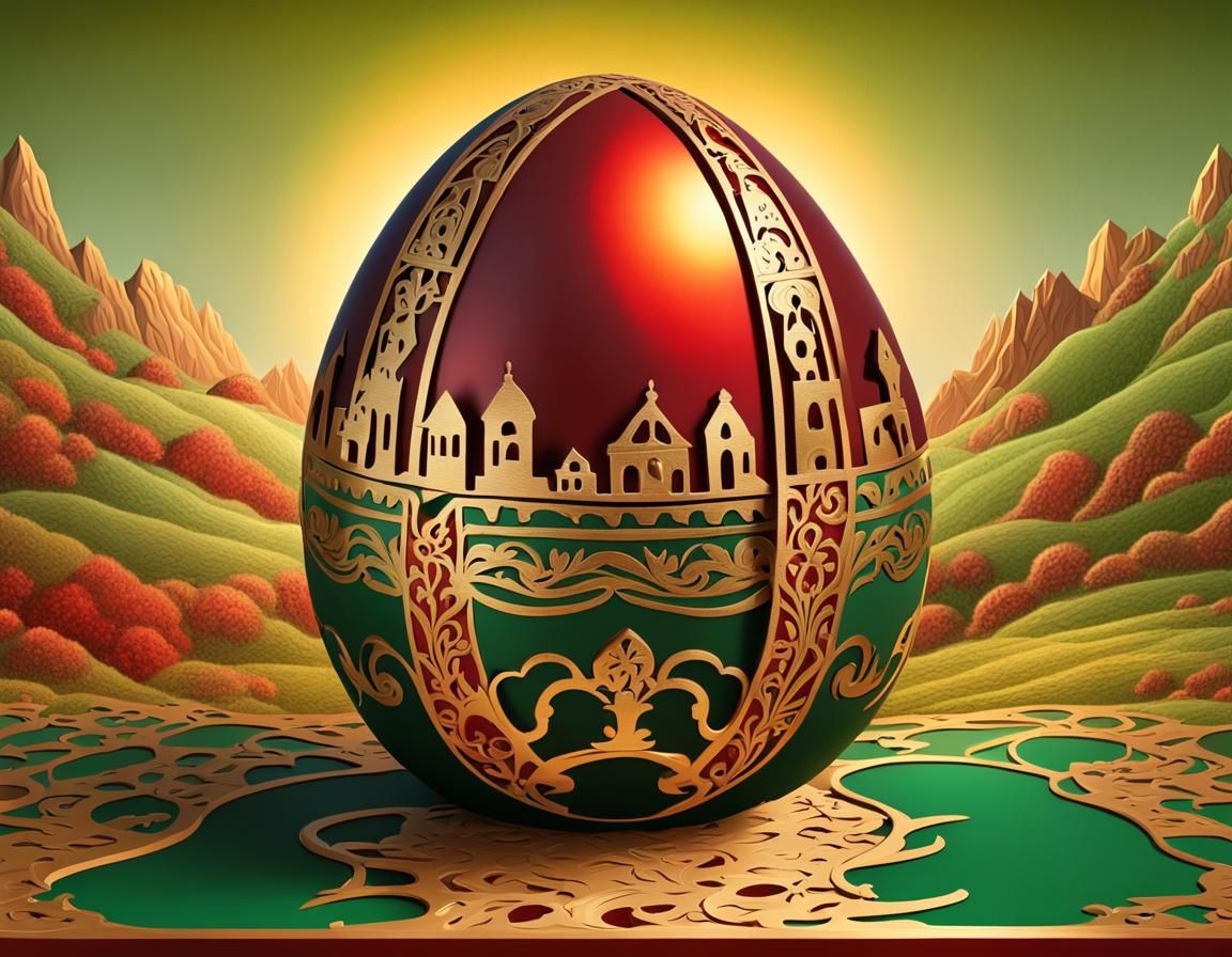 Elaborately decorated Easter egg.