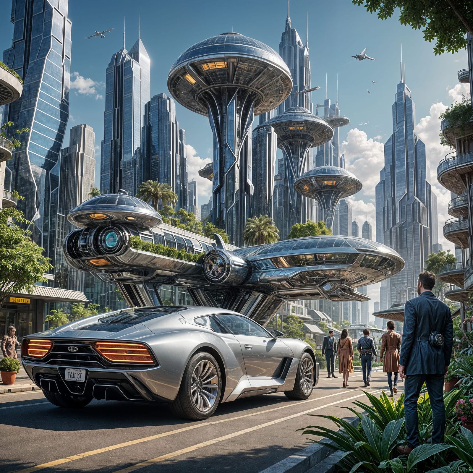 What Our Ancestors Thought 2025 Would Look Like with shiny silver futurustic self sustaiining buildings ...  by @lisabynature