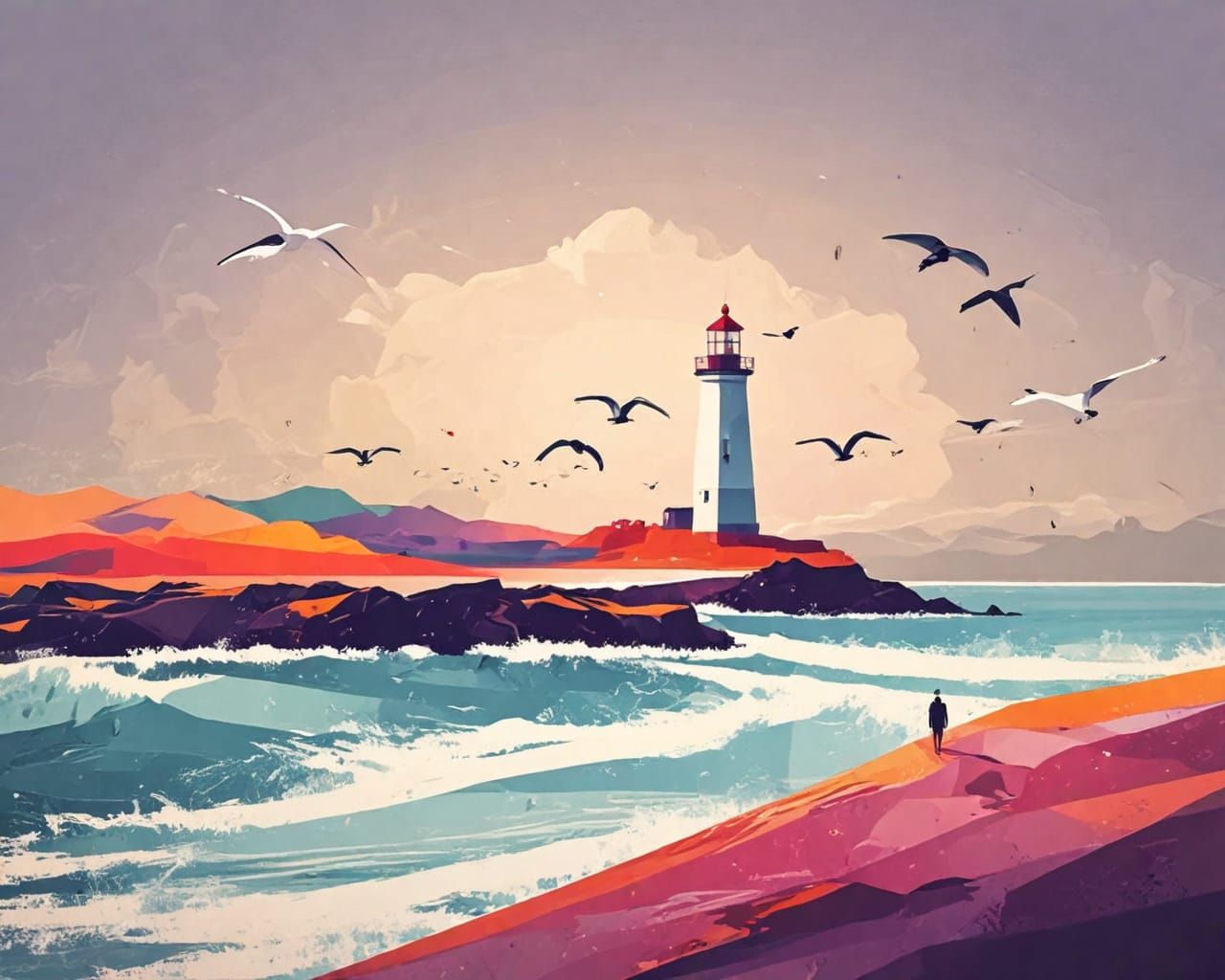 Lighthouse. Abstract scene.