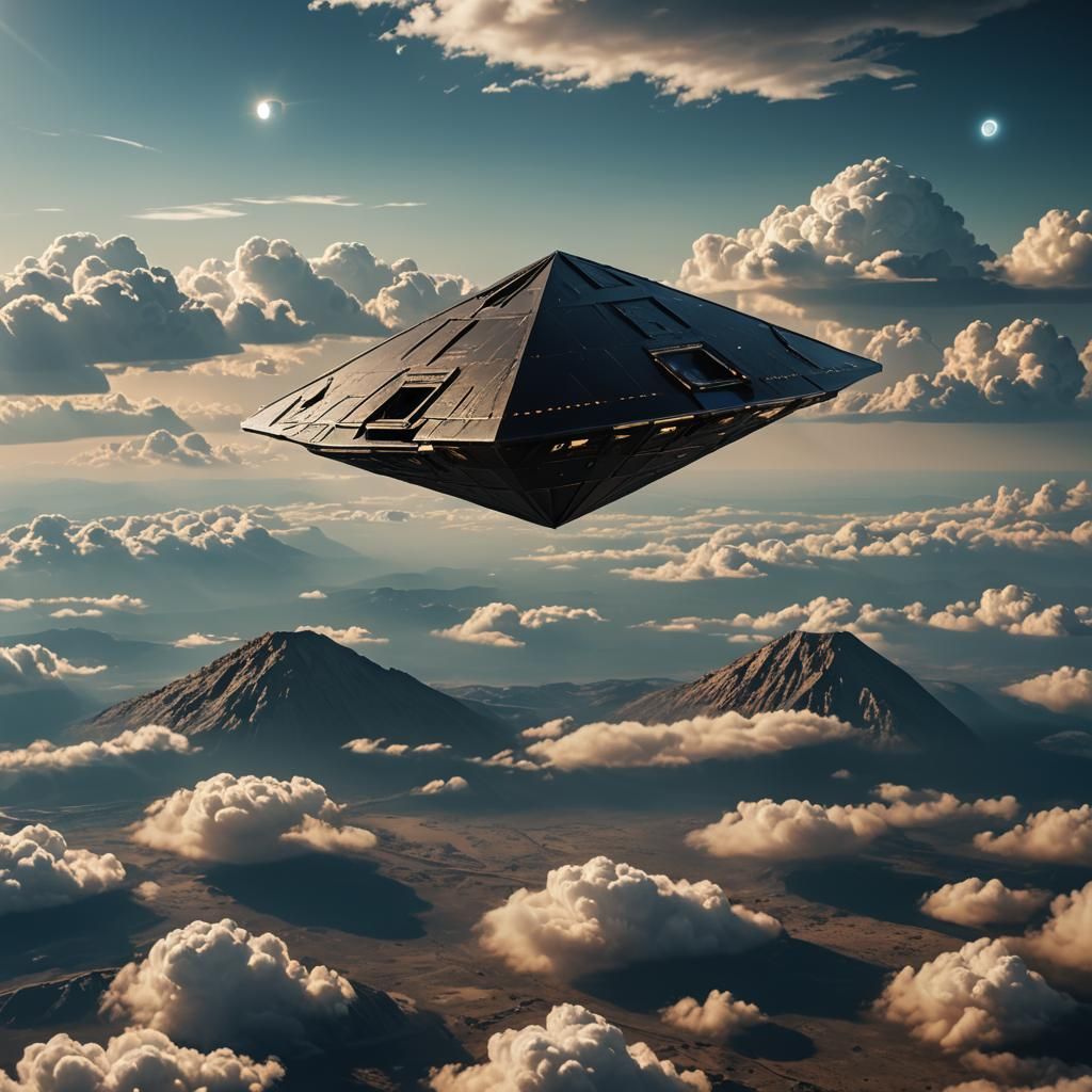 A black pyramid UFO
