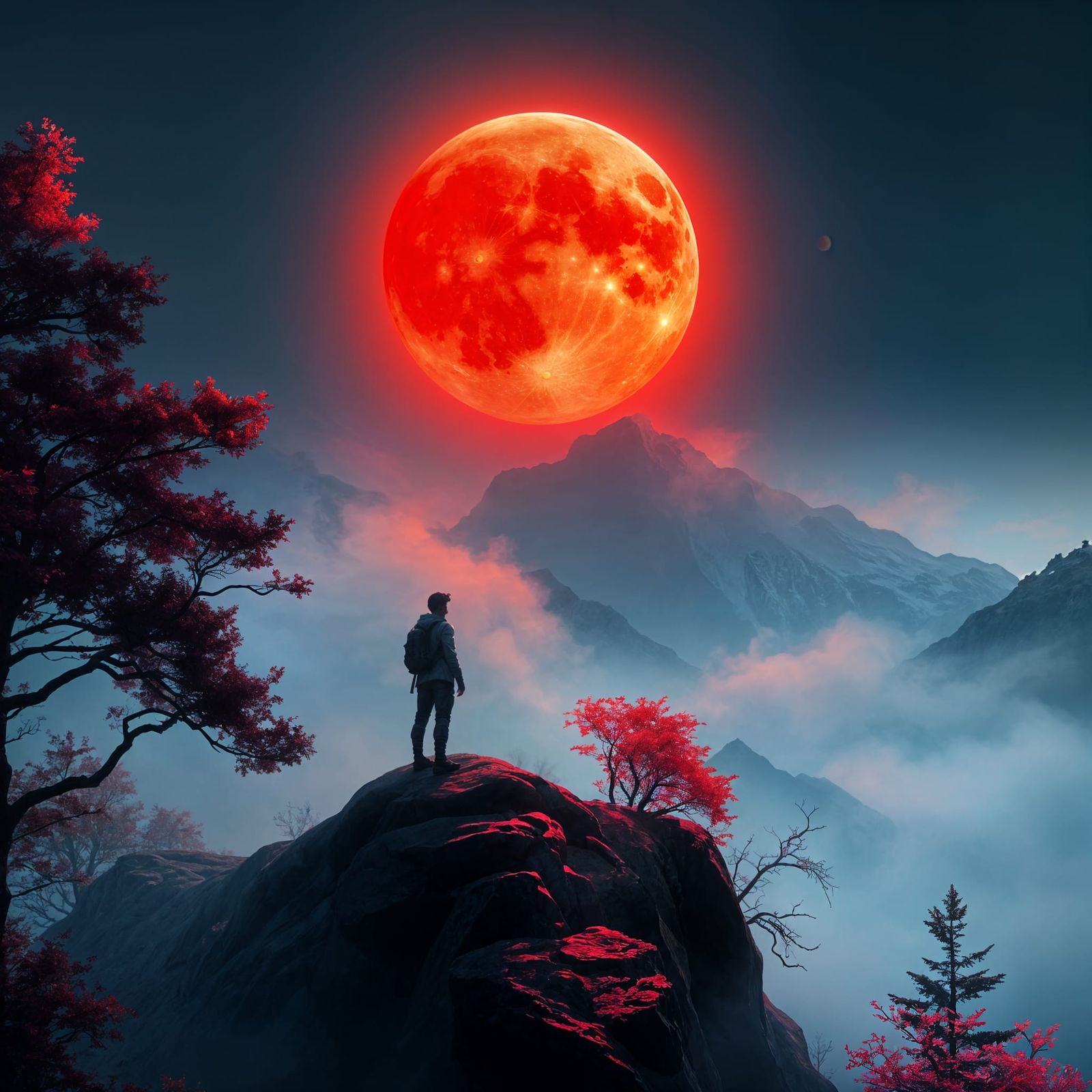 Blood Moon Rising: Hyperrealistic Anime CGI Art