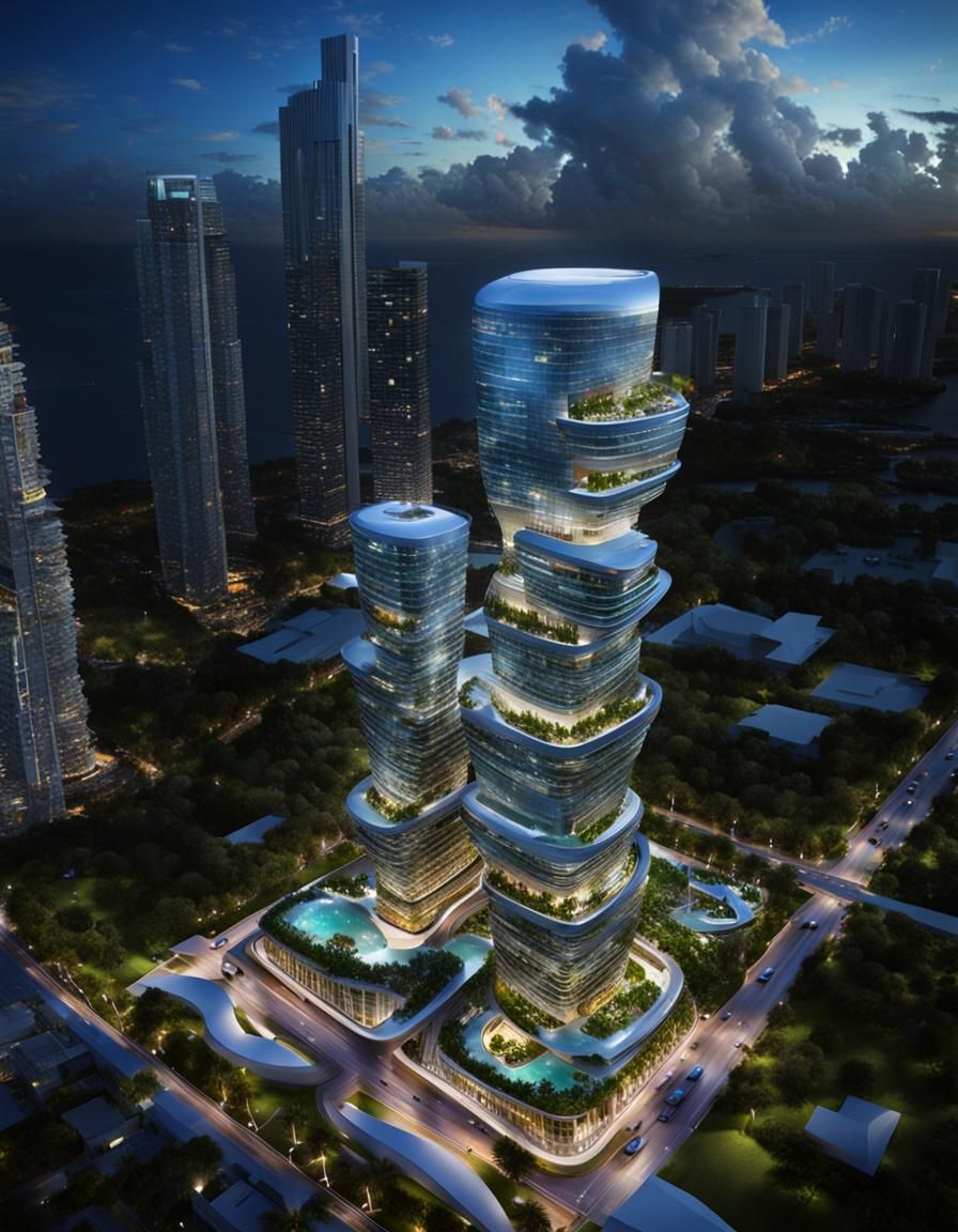 luxury future Miami city skyscrapers