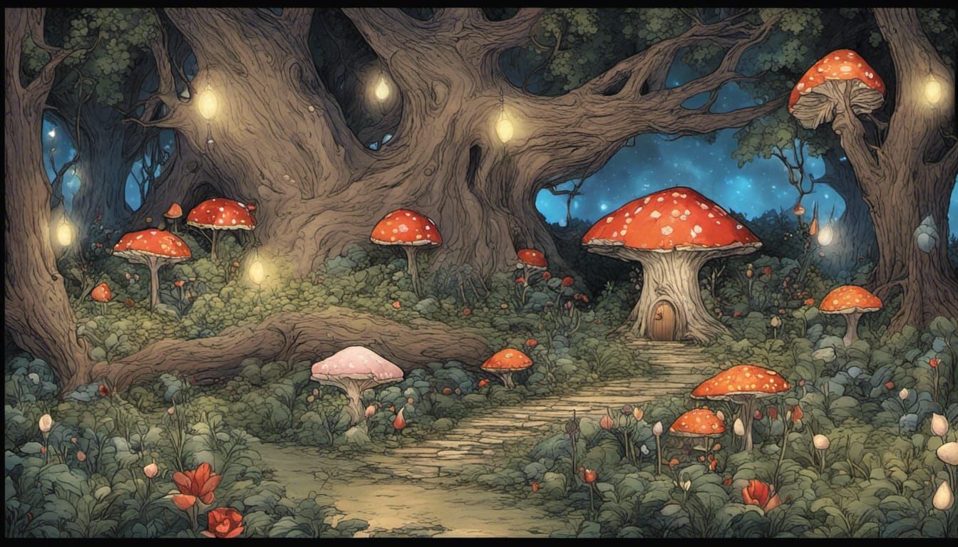 At night, not fright, Wonder's abound.
Round tree flower, gl...