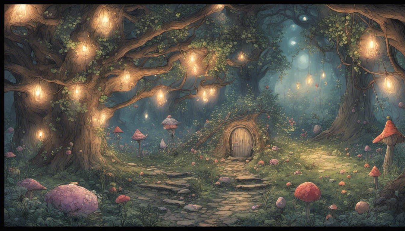 At night, not fright, Wonder's abound.
Round tree flower, gl...