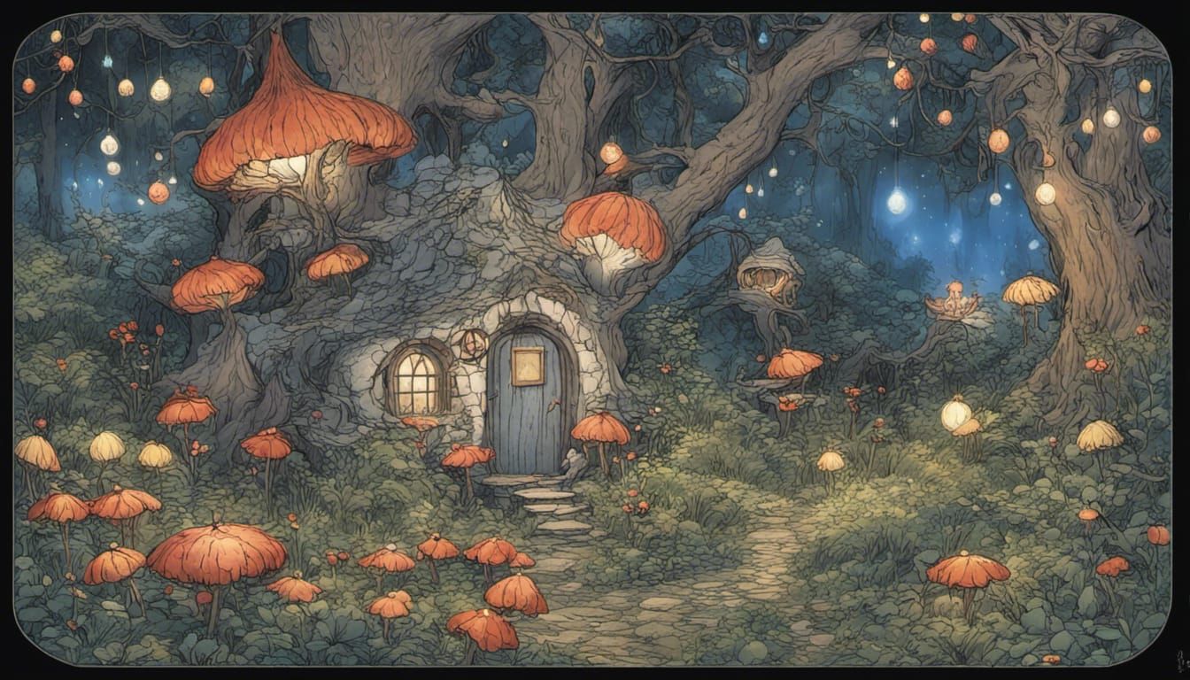 At night, not fright, Wonder's abound.
Round tree flower, gl...