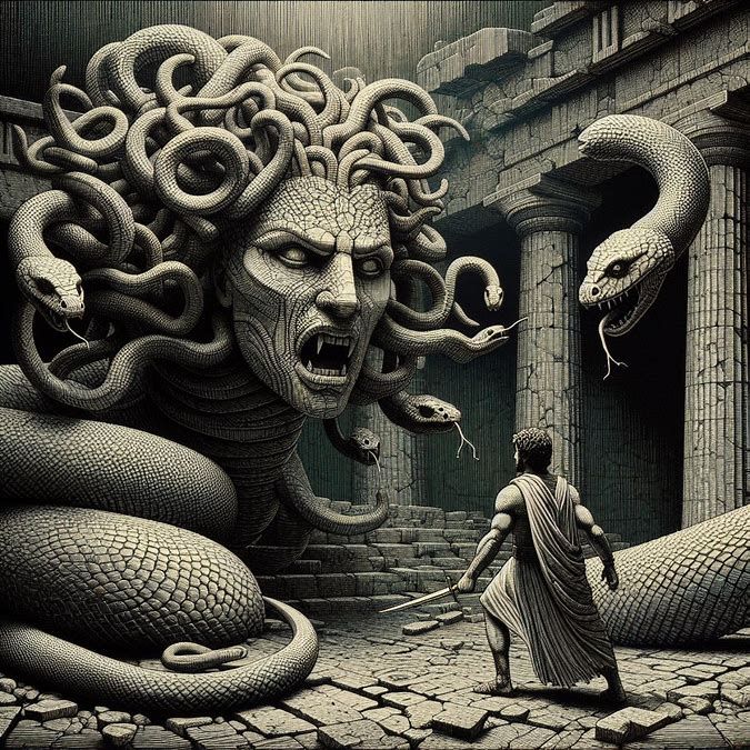 Perseus vs Medusa, Lego Art