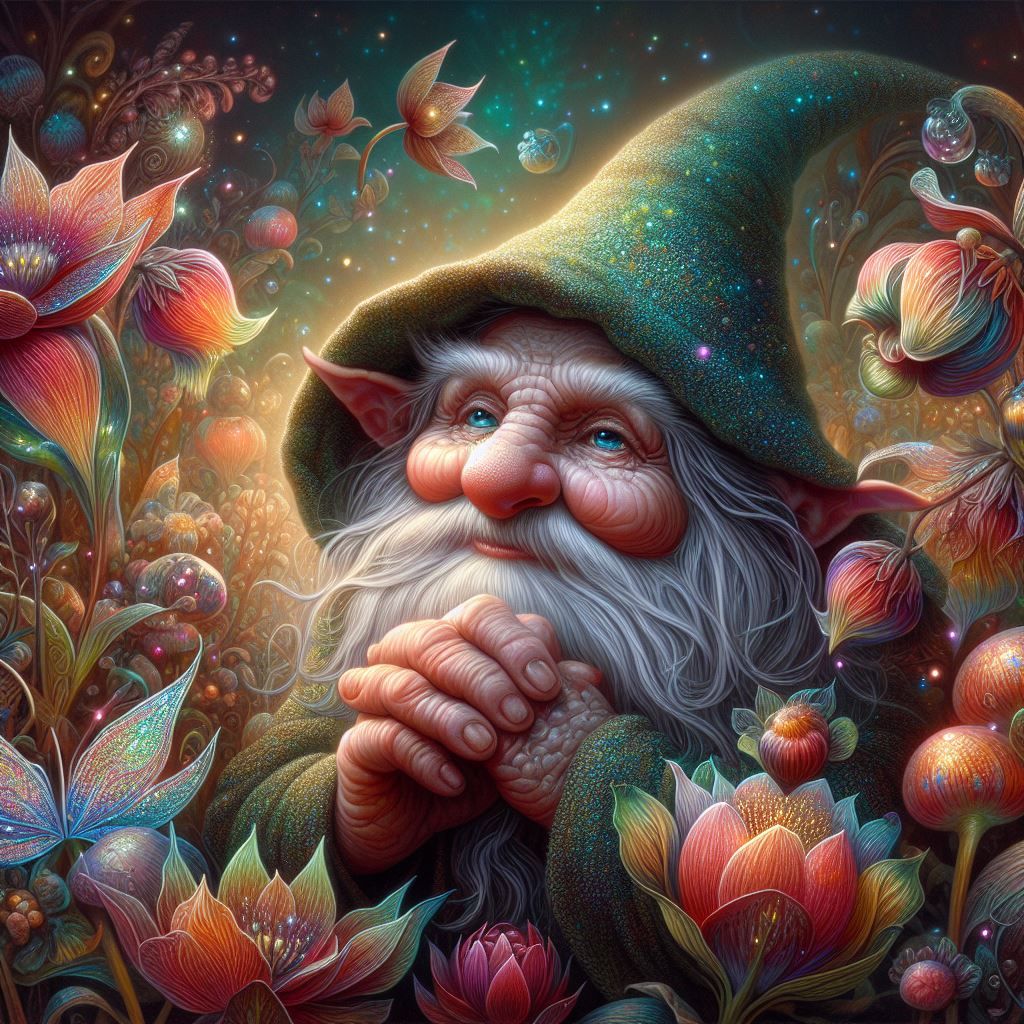 gnome and flowers