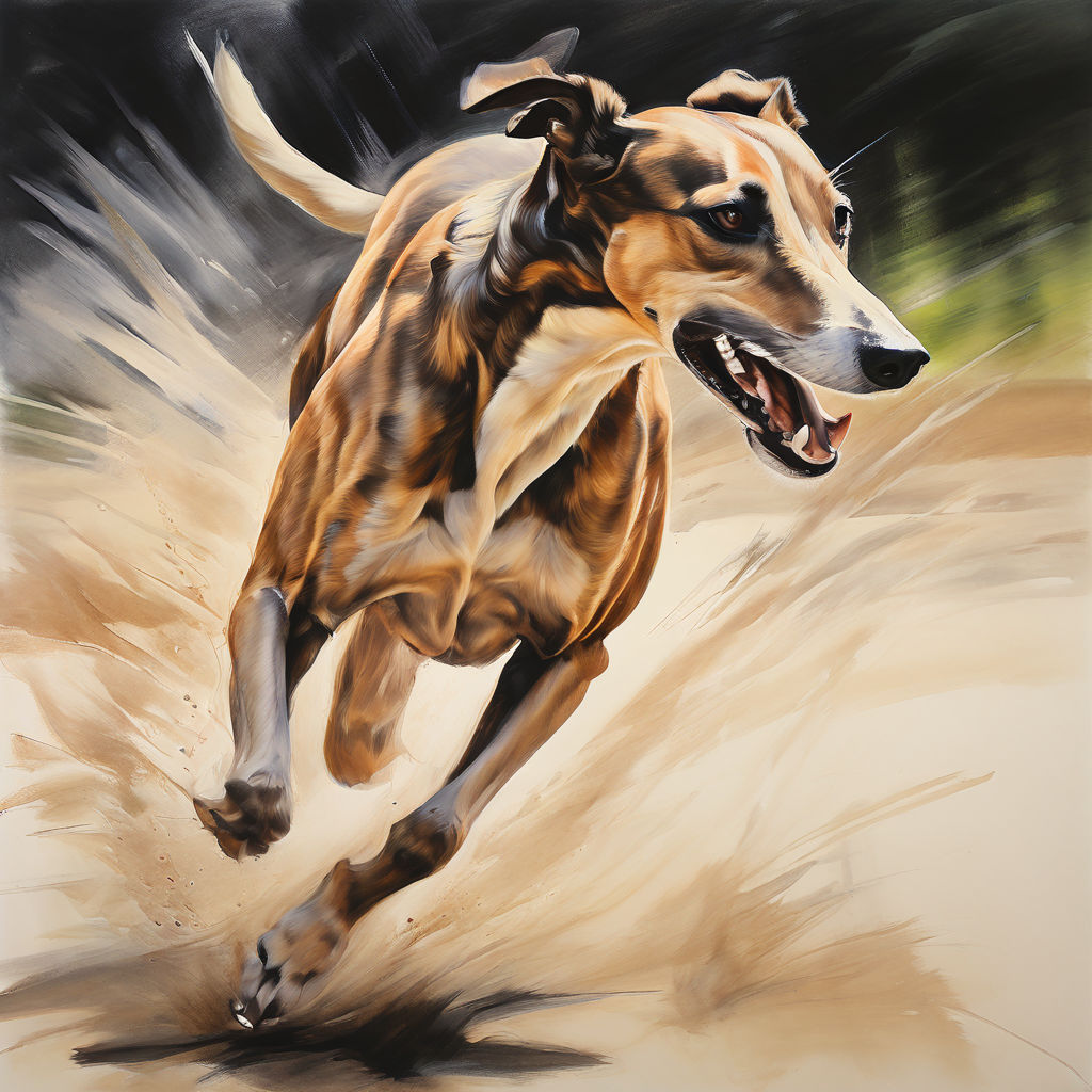 A sprinting greyhound