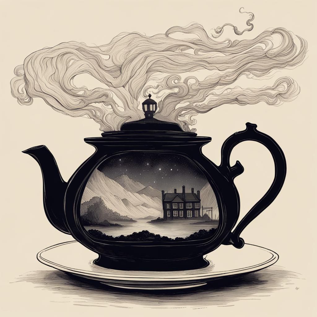 A Tempest In A Teapot AI Generated Artwork NightCafe Creator tempest-in-a-teapot-stormin-norman-threads