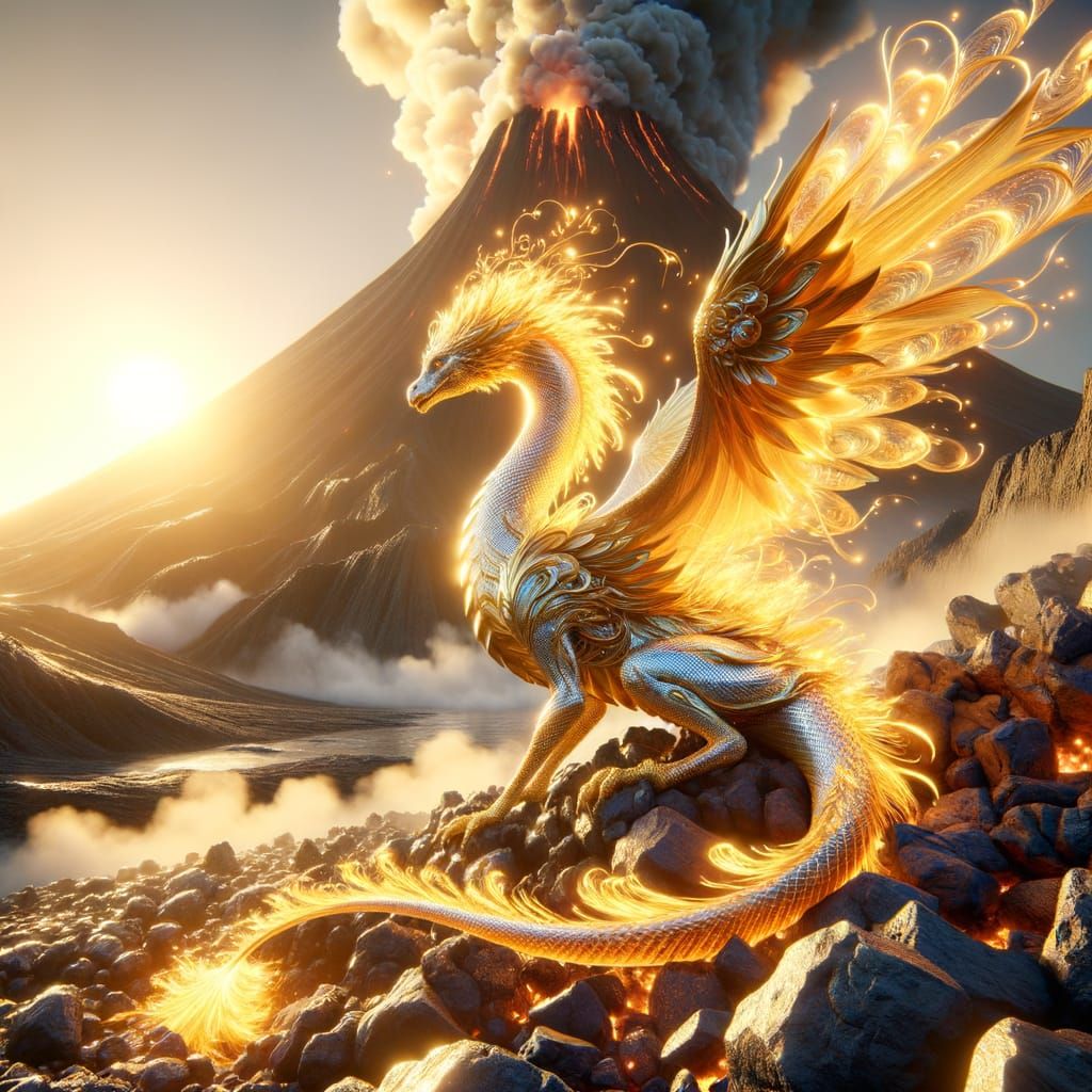 Golden Feathertail Dragon - AI Generated Artwork - NightCafe Creator