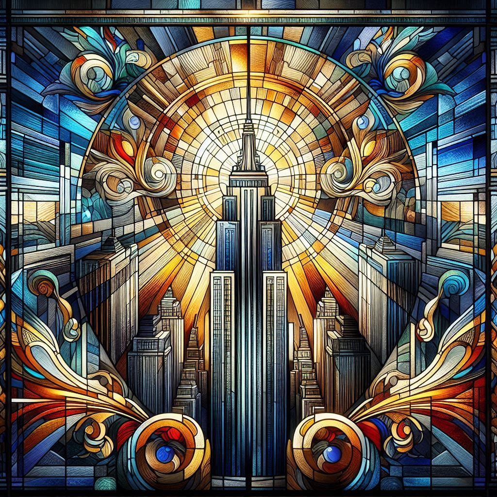 Empire State Building Art Deco Stained Glass III