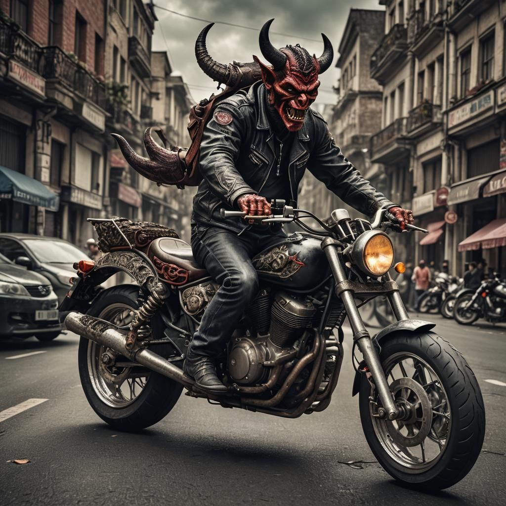 devil riding a motorbike