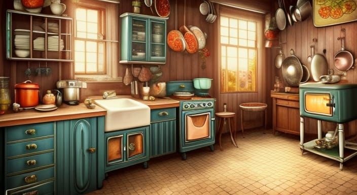 an old-fashioned kitchen   by @adrian