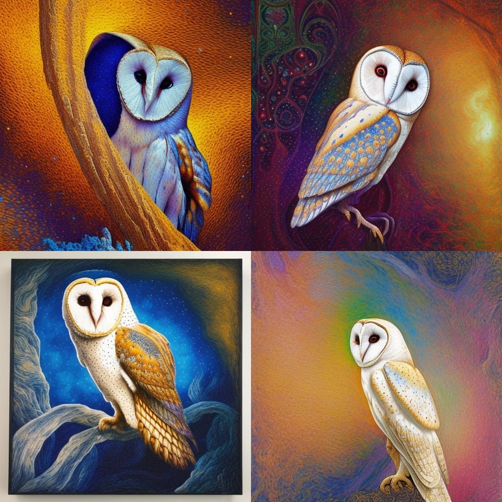 Painting of a Barn Owl