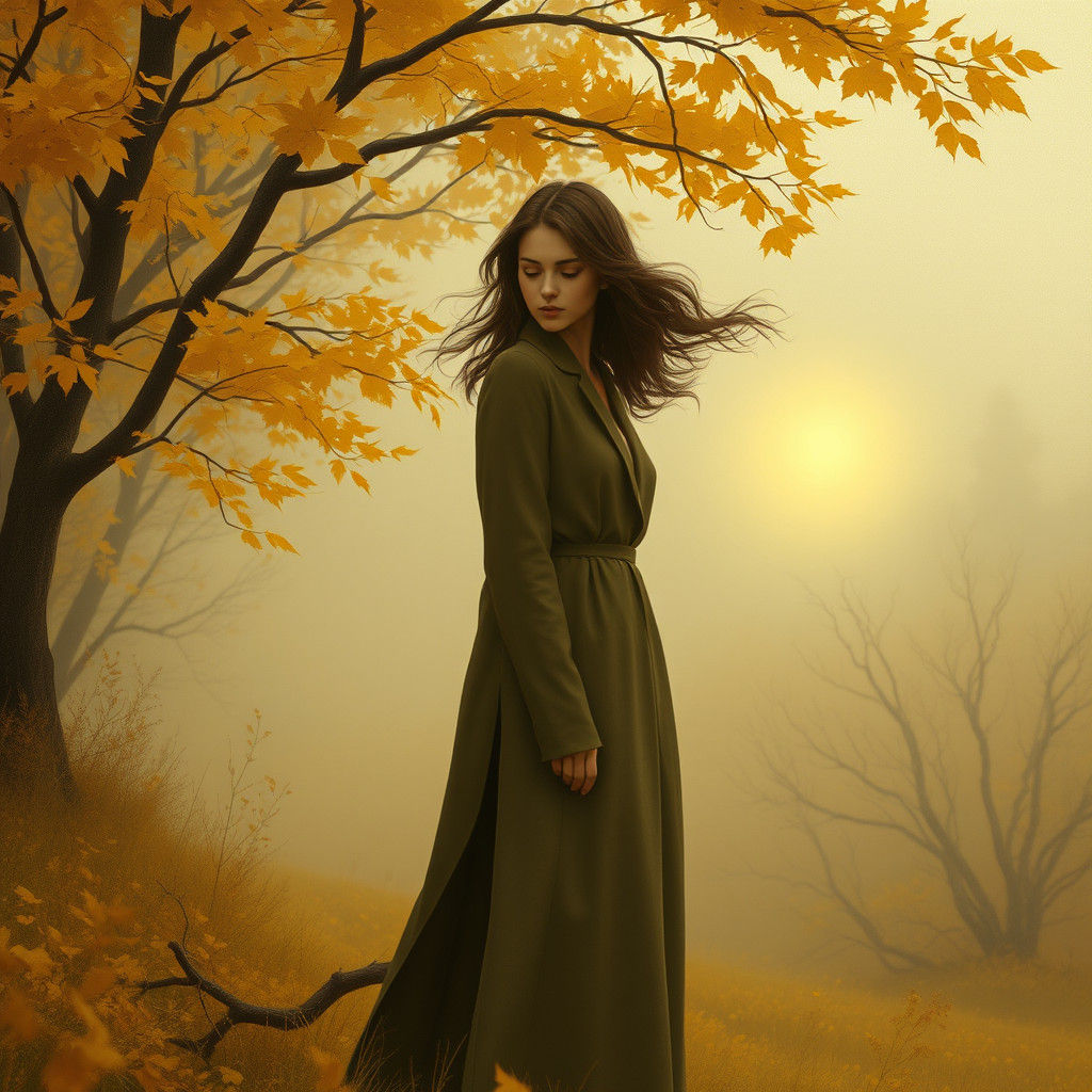 Autumn Woman in Dreamy, Symbolic Style