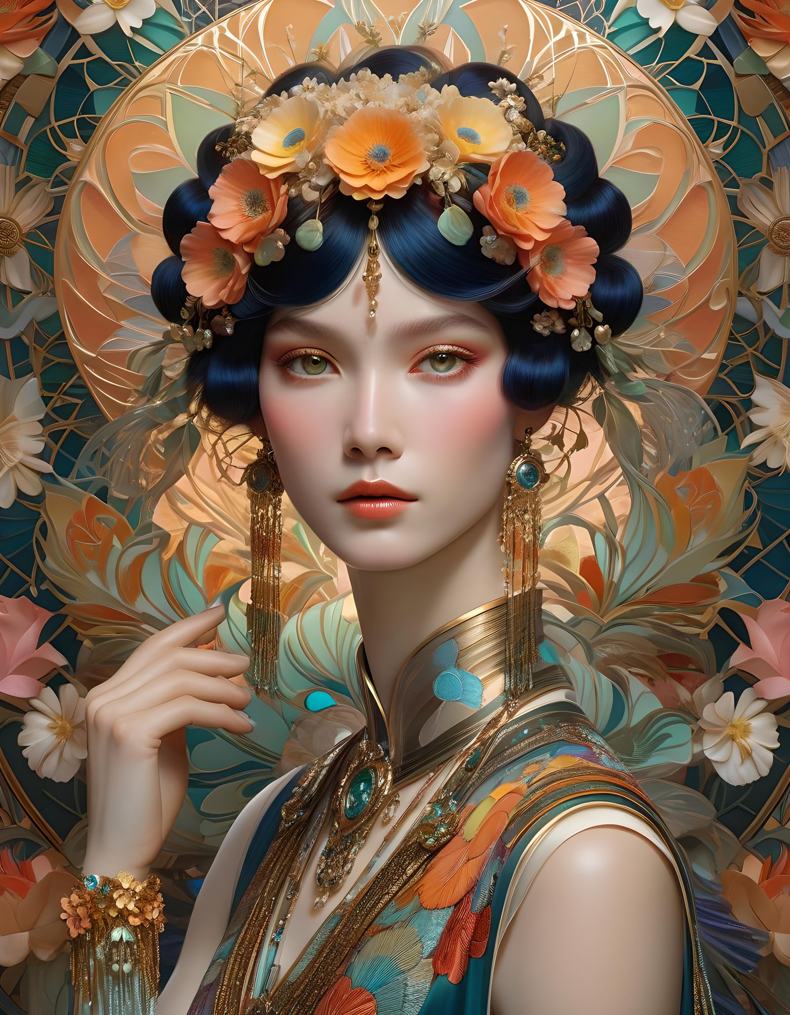 Peach and gold portrait  by @Edana