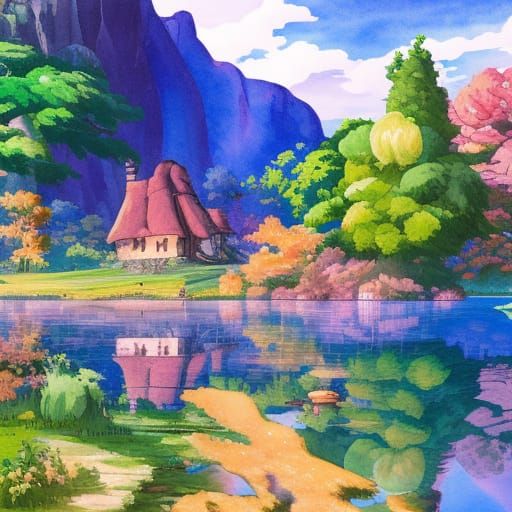 Lake District scene anime studio ghibli