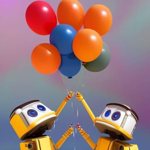 Robots Holding Balloons