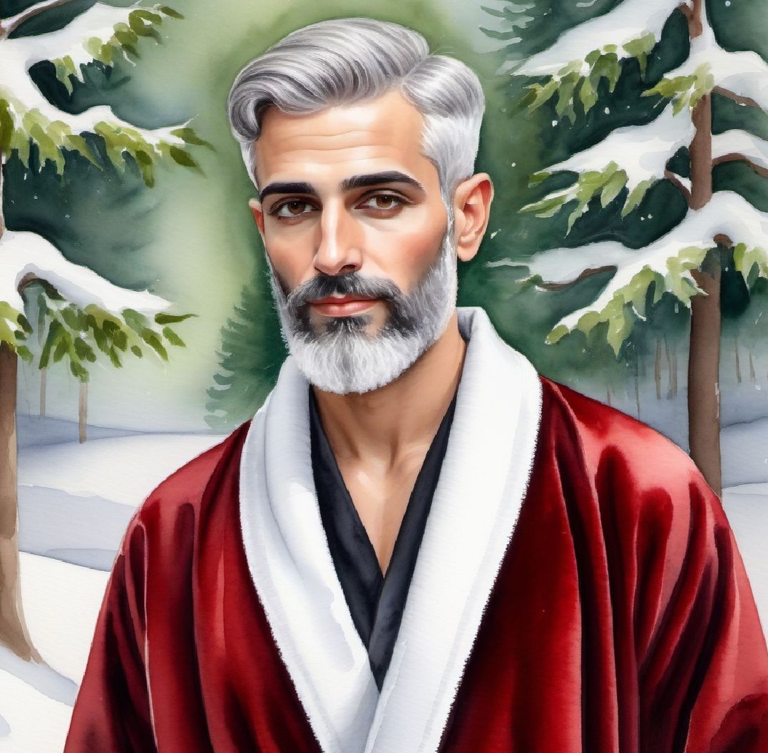 A handsome bearded man in winter