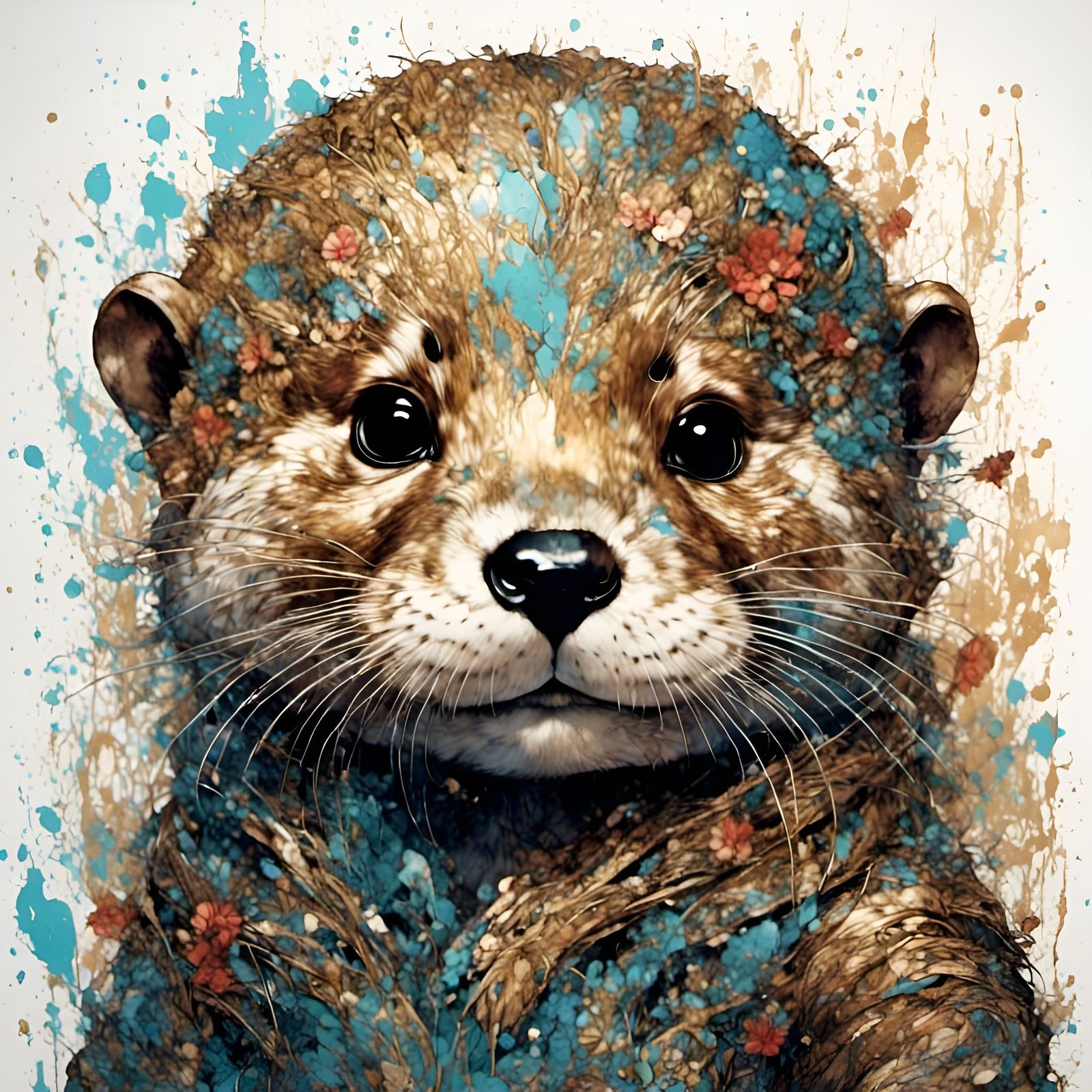 Chibi Otter Colorful Digital Art