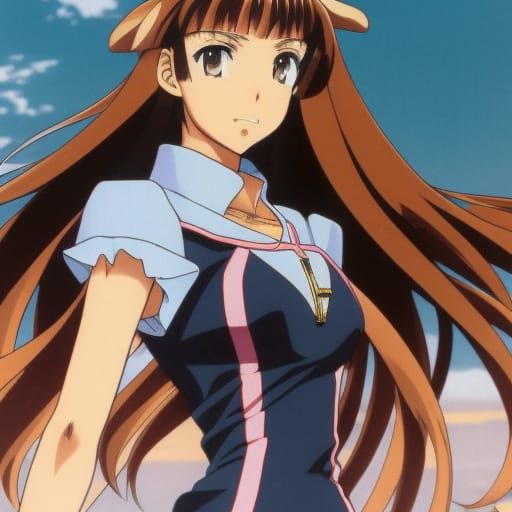 Young Woman in Fighting Stance, 90s Anime Style