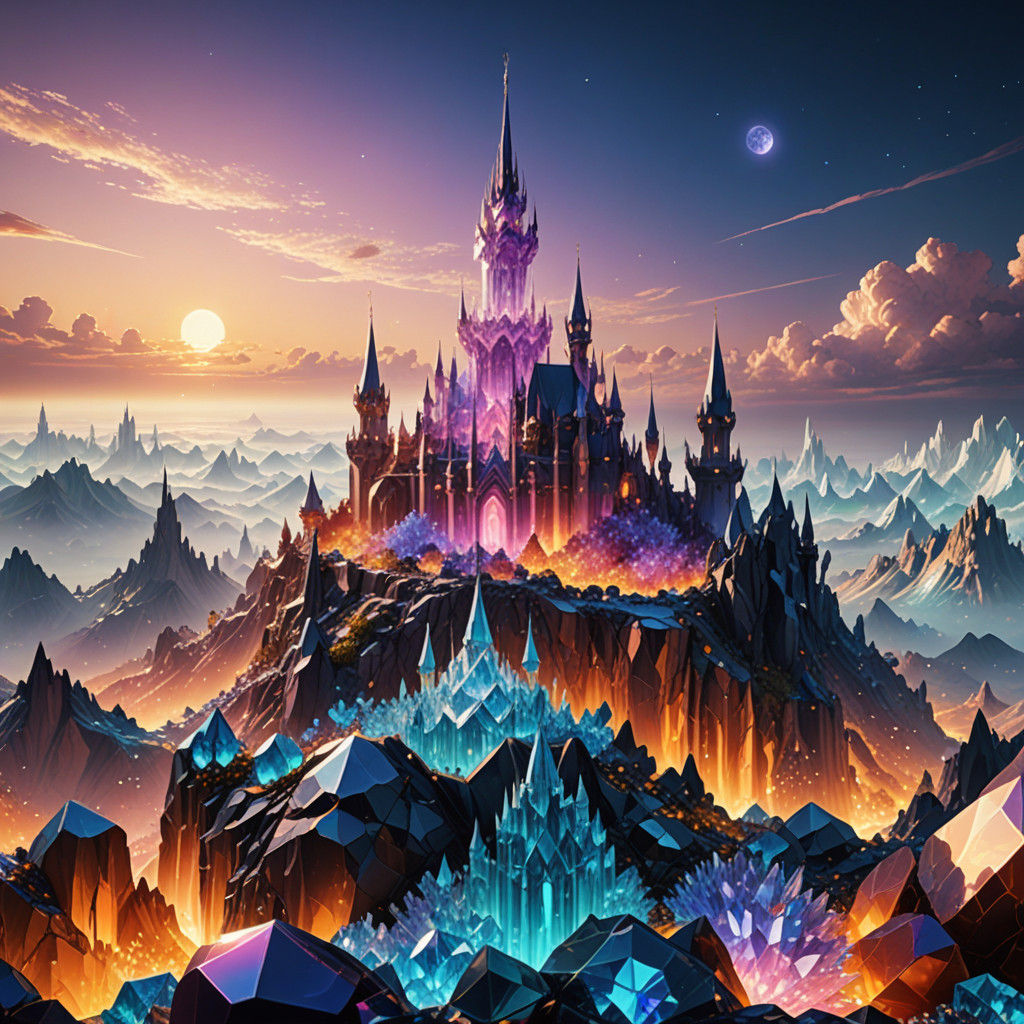 Crystal Cityscape Radiant Ombre Sky