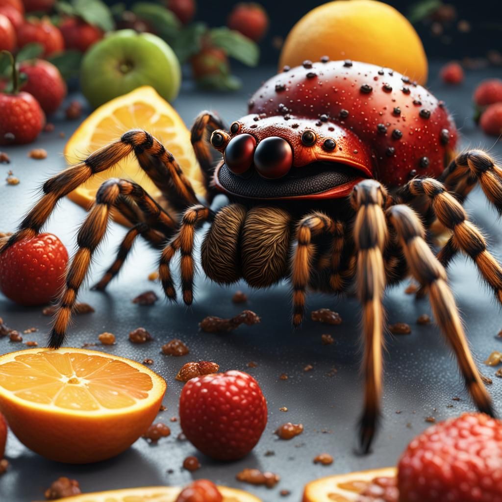 a spider being eaten by fruit flies - AI Generated Artwork - NightCafe ...