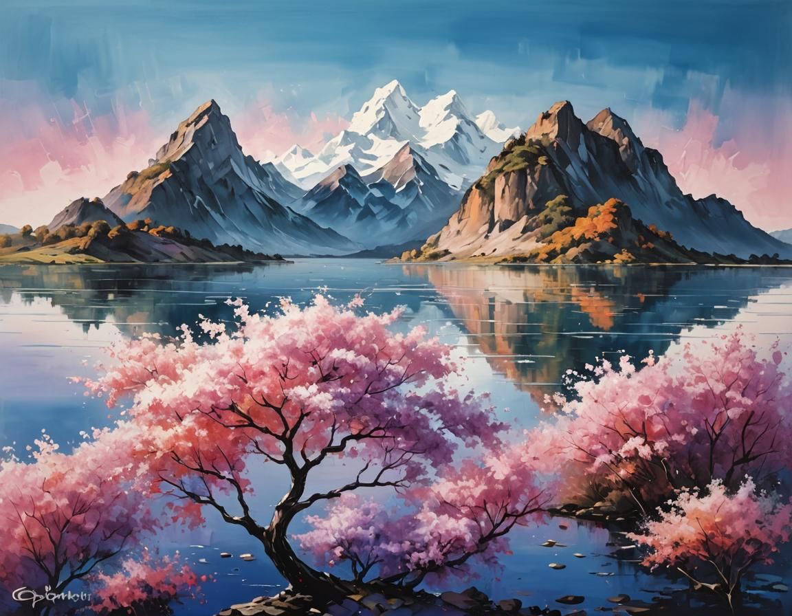 cool colors acrylic art wet brush