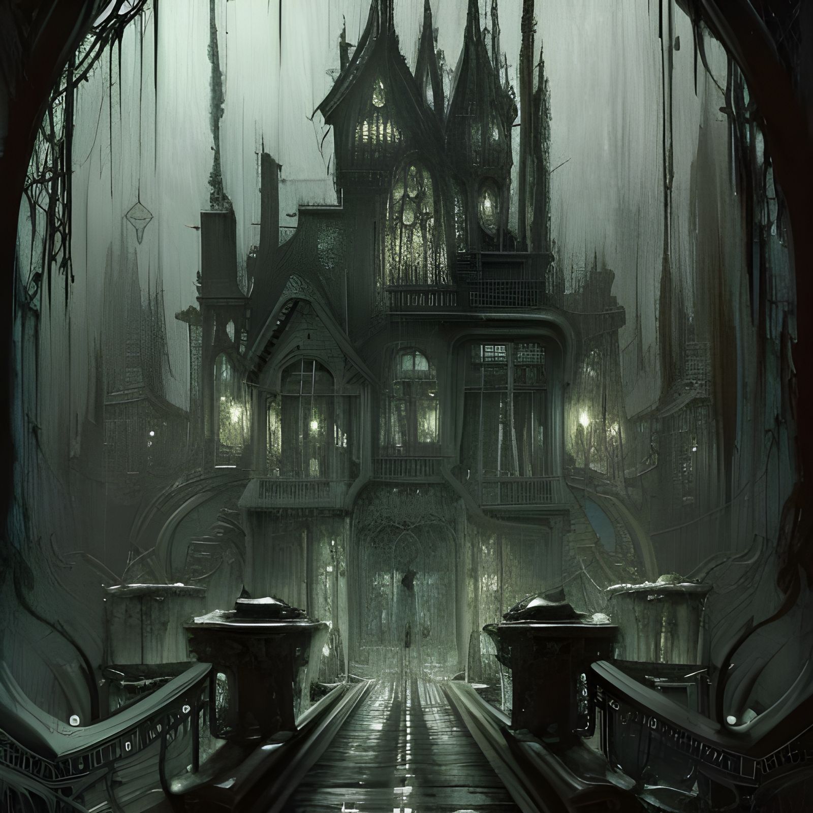 H.R. Giger style H.P. lovecraft haunted mansion !!! false