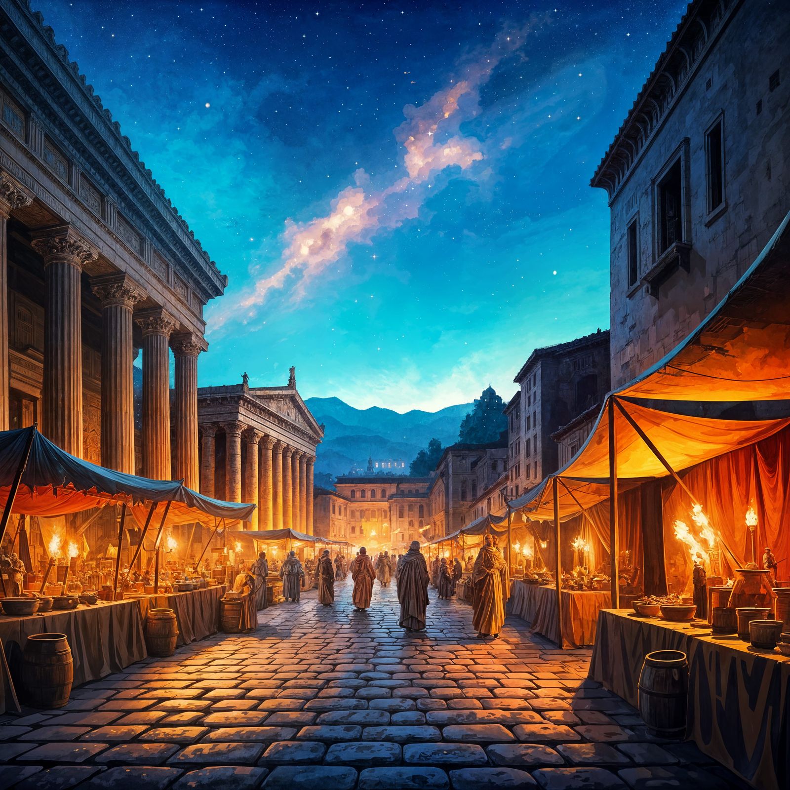 Night market in ancient Rome   by @Huginn