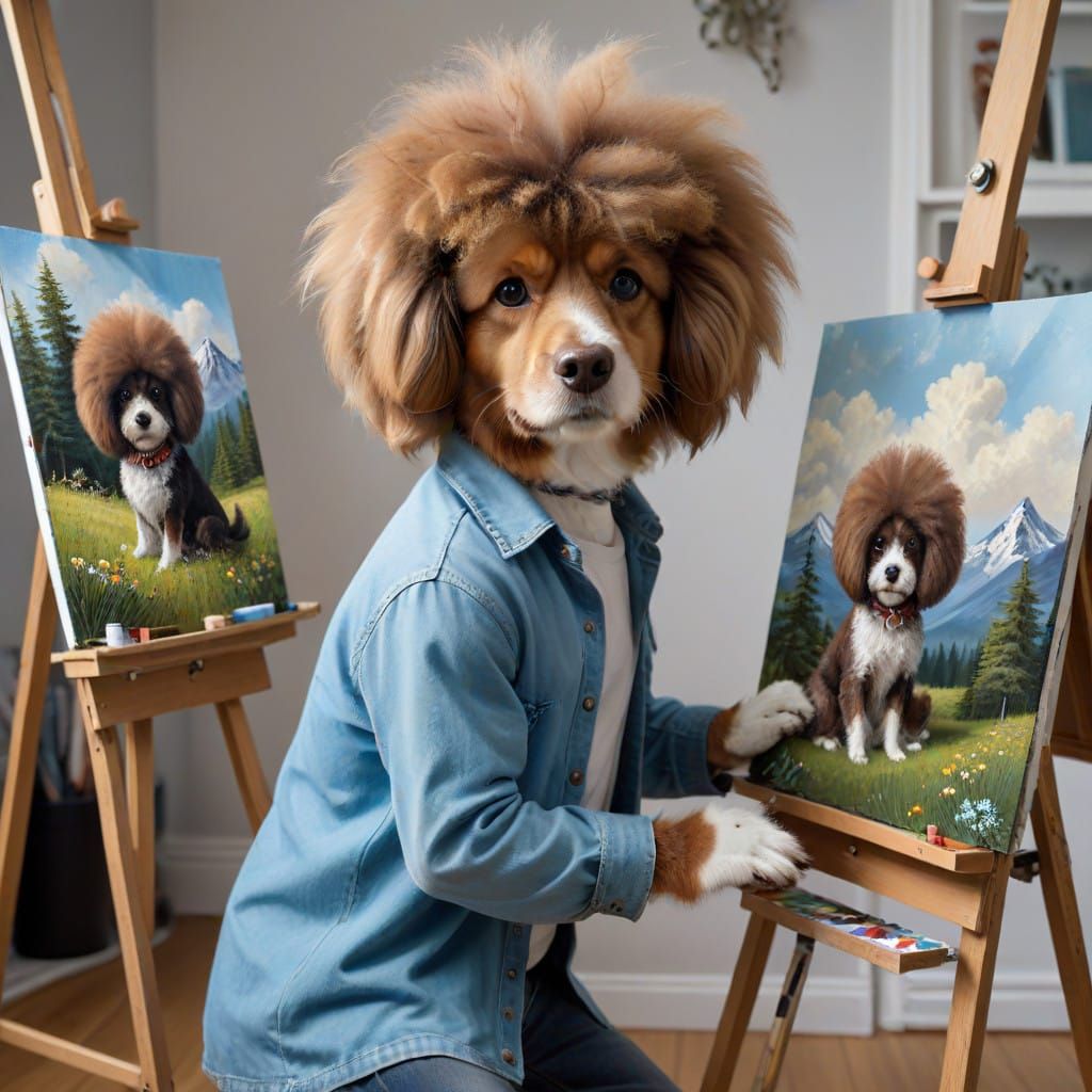 Dog Ross "The Joy of Painting"  by @Nina Camplin