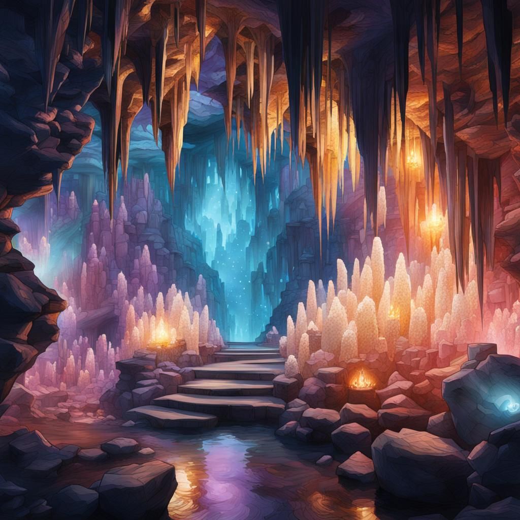 Crystal cave - AI Generated Artwork - NightCafe Creator