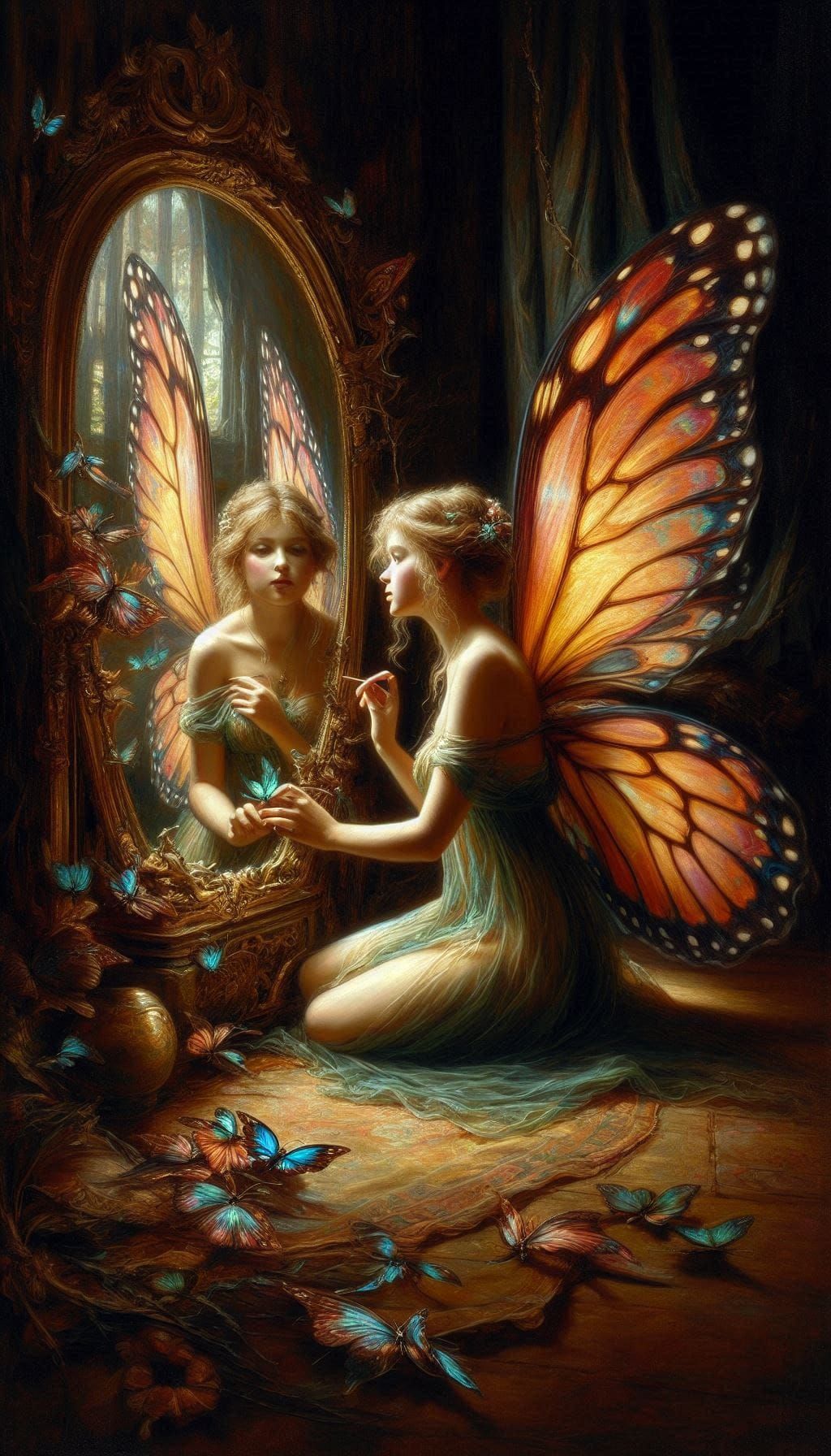 Oil painting fairies