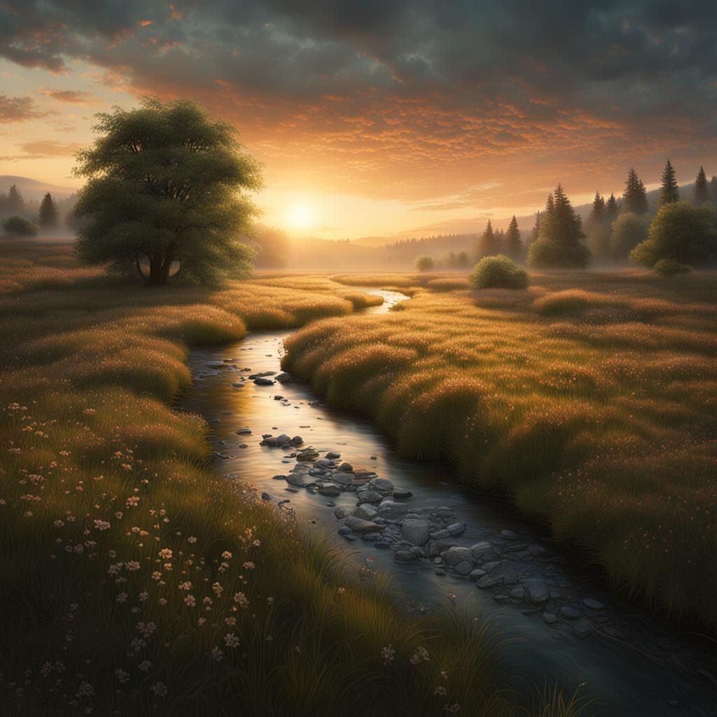 Dawn across the meadow  by @Richard Foleher