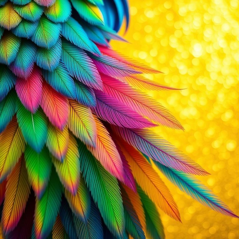 A vibrant 'Rondó de plumas multicolor