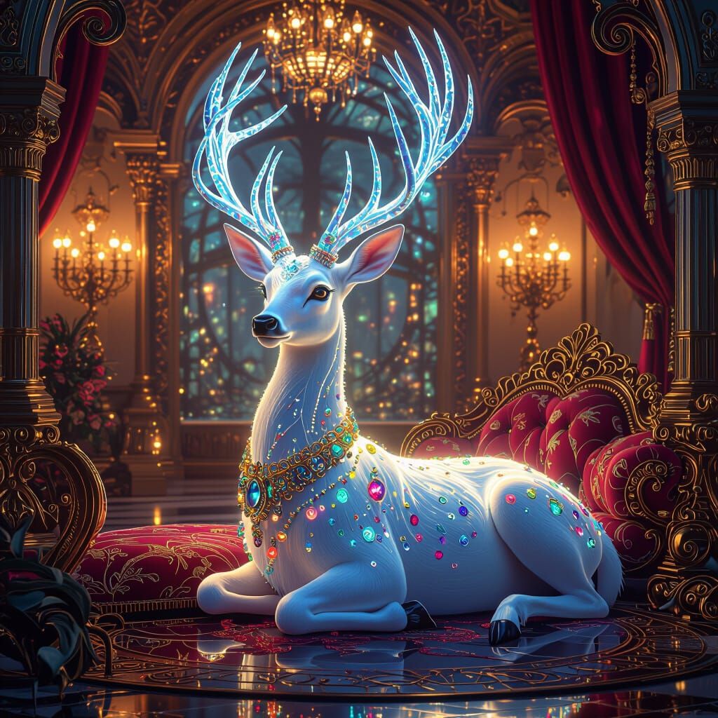 Mystical glowing deer.   by @Caveman