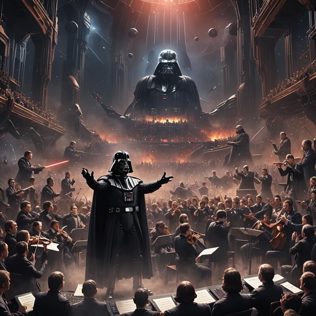 Darth Vader as conductor for the space symphony.  by @Dave Man