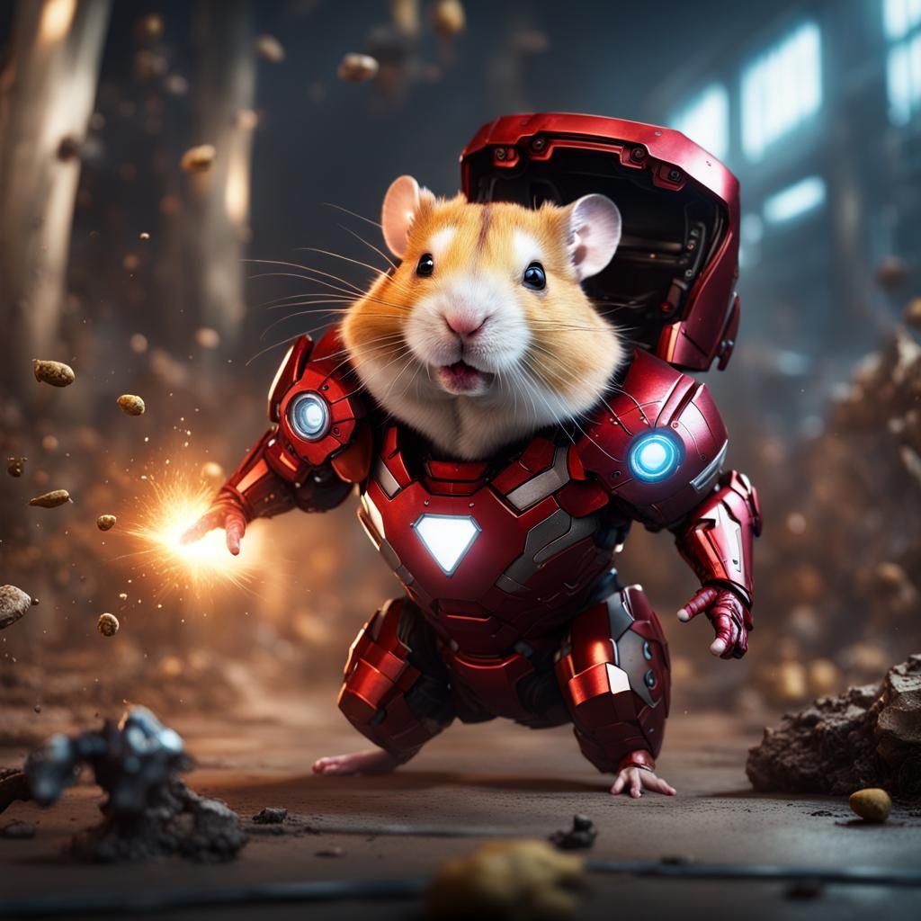 Hamster plus Ironman fighting with bad guys - AI Generated Artwork -  NightCafe Creator