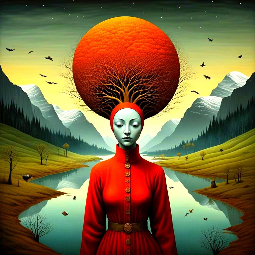 Surrealistic Still Life in Fantastical Landscape