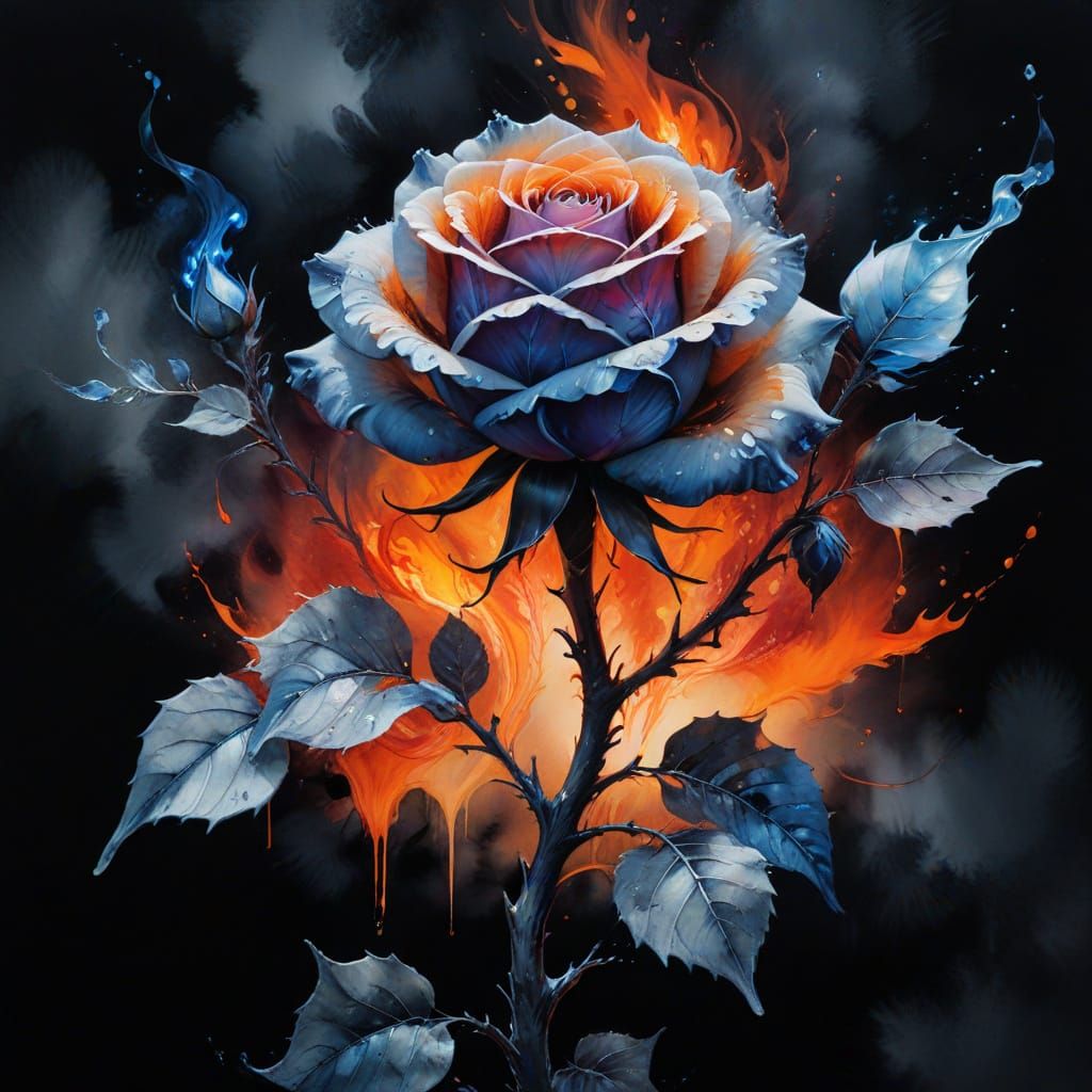 A fire and ice Rose  by @Angel Mouse