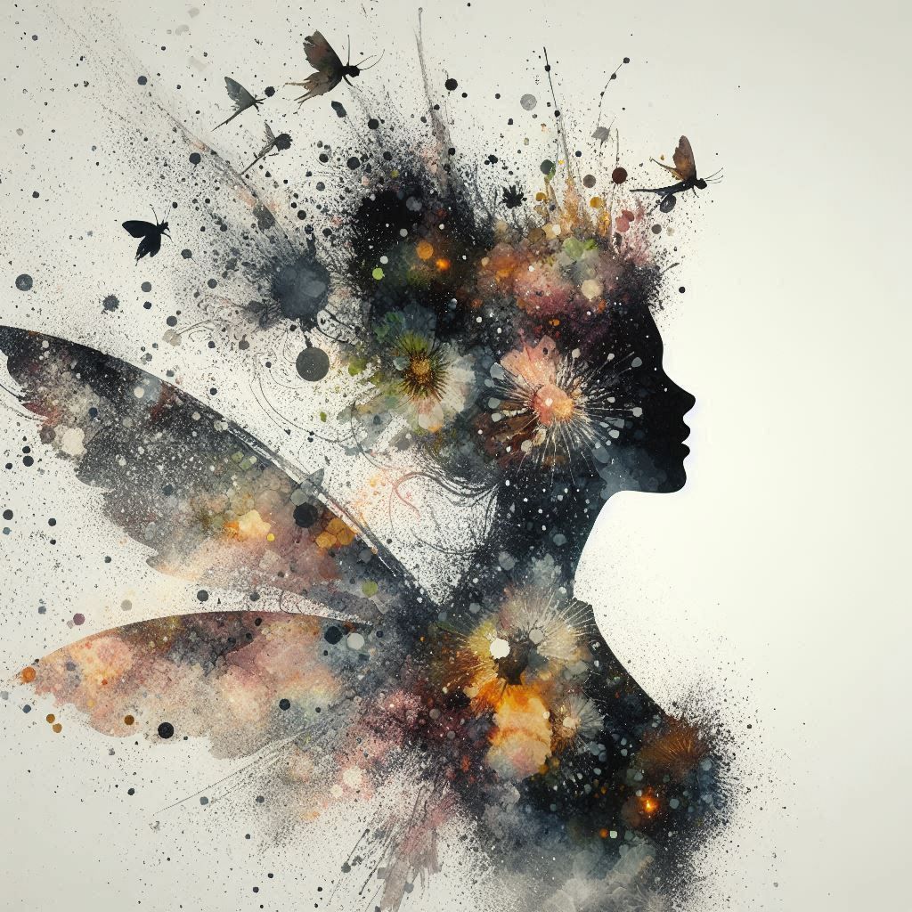 double exposure beautiful fantasy DALL-E 3 portrait landscap...