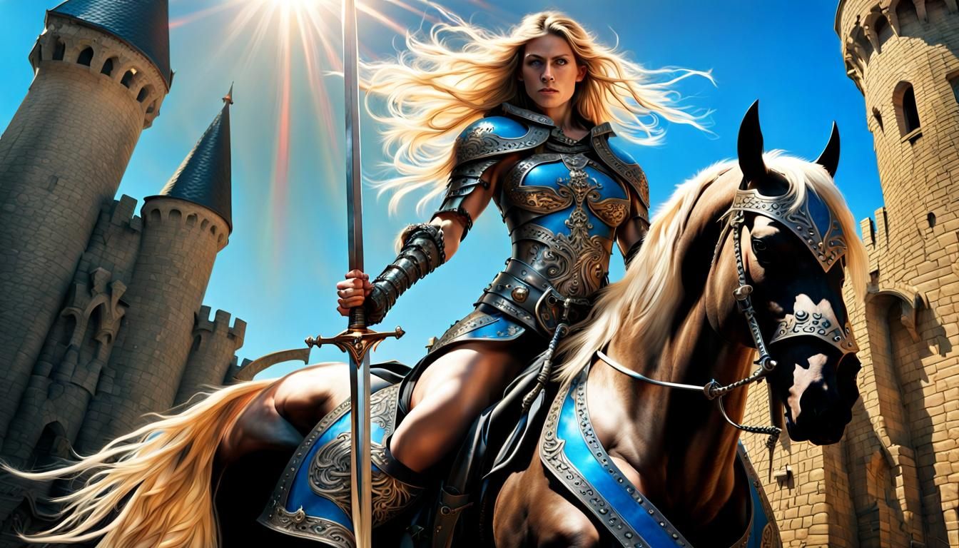 VALOUR of the BRAVE - Warrior Woman on horseback  by @Anton Longshot