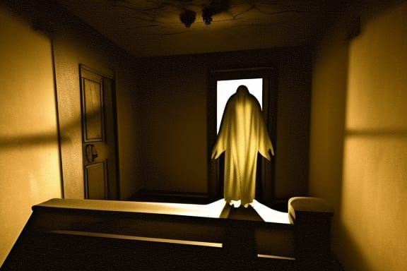 A ghost in a haunted house