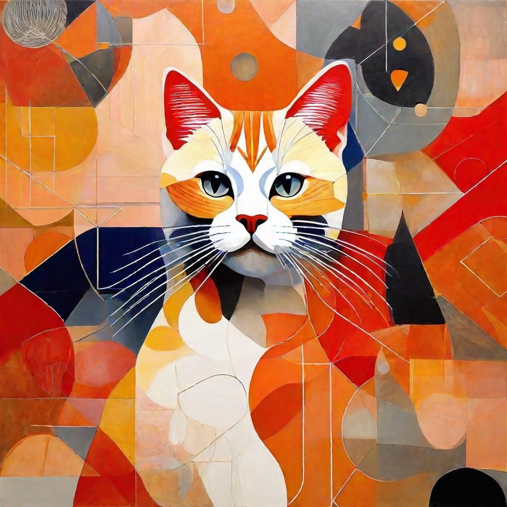 GEOMETRIC ABSTRACT CAT PORTRAIT  by @AI-Lover