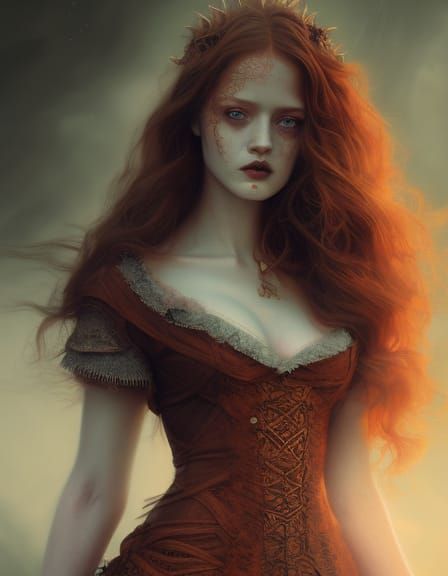 Witch with wavy red hair 13