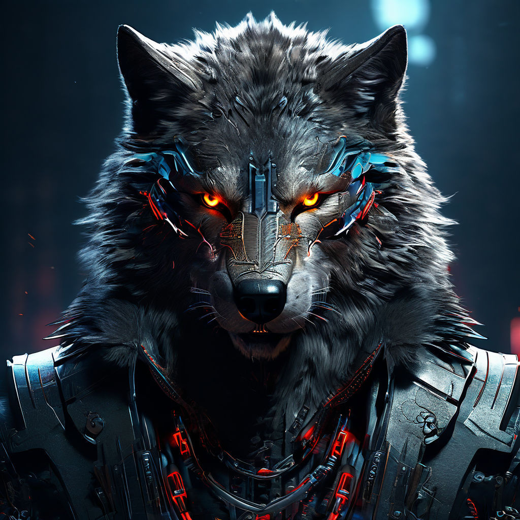 Cyberpunk badass wolf