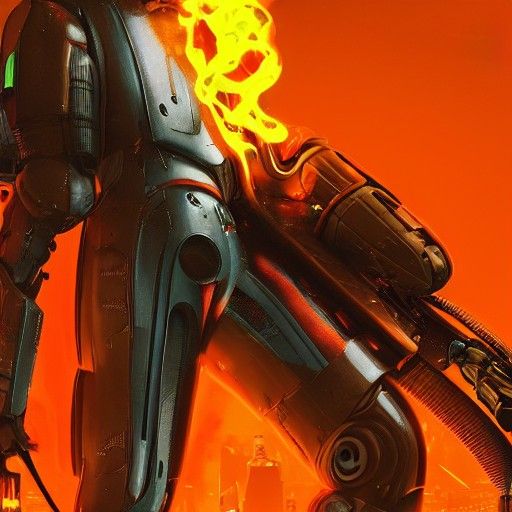 robot with a flamethrower