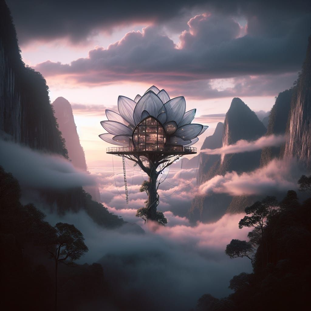 Tree-House Flower in the Mist